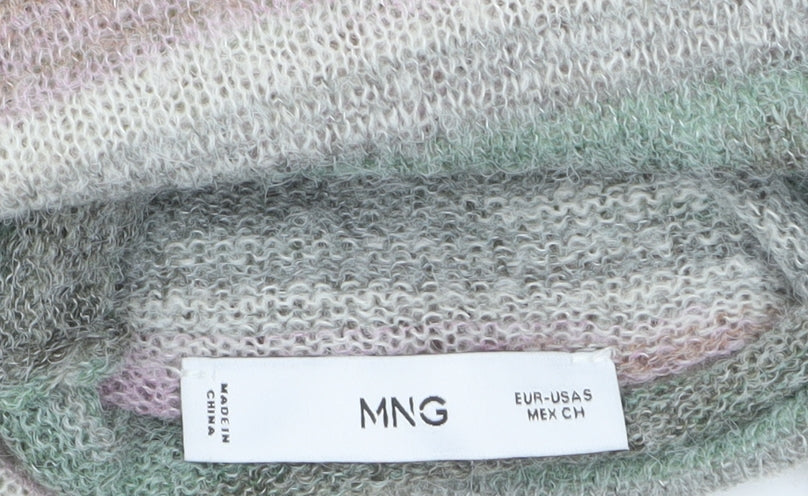 MNG Women’s Multicoloured Roll Neck Striped Knit Jumper Size S
