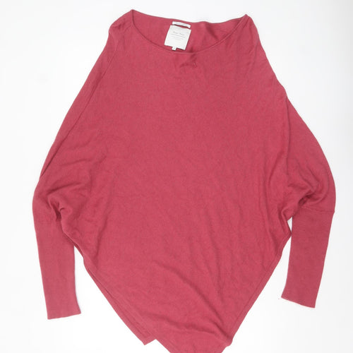 Part Two Women Pink Cashmere Blend Cape Jumper L Boat Neck Knit