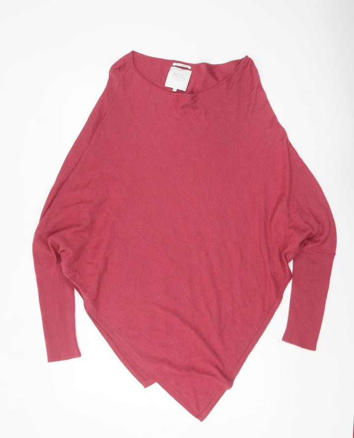 Part Two Women Pink Cashmere Blend Cape Jumper L Boat Neck Knit