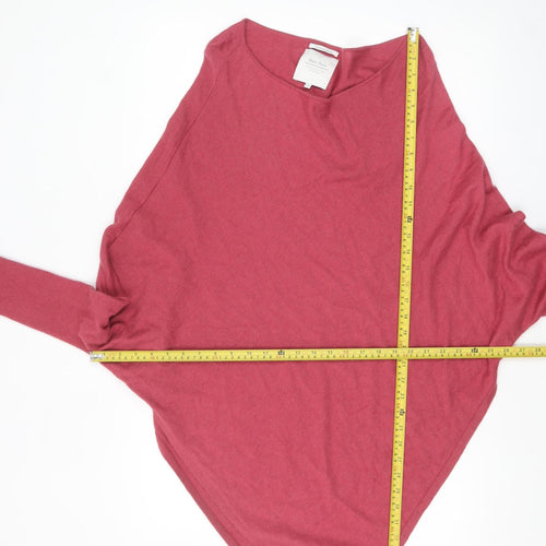 Part Two Women Pink Cashmere Blend Cape Jumper L Boat Neck Knit