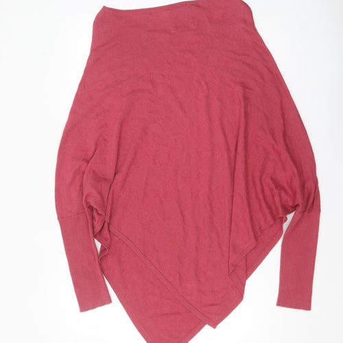 Part Two Women Pink Cashmere Blend Cape Jumper L Boat Neck Knit