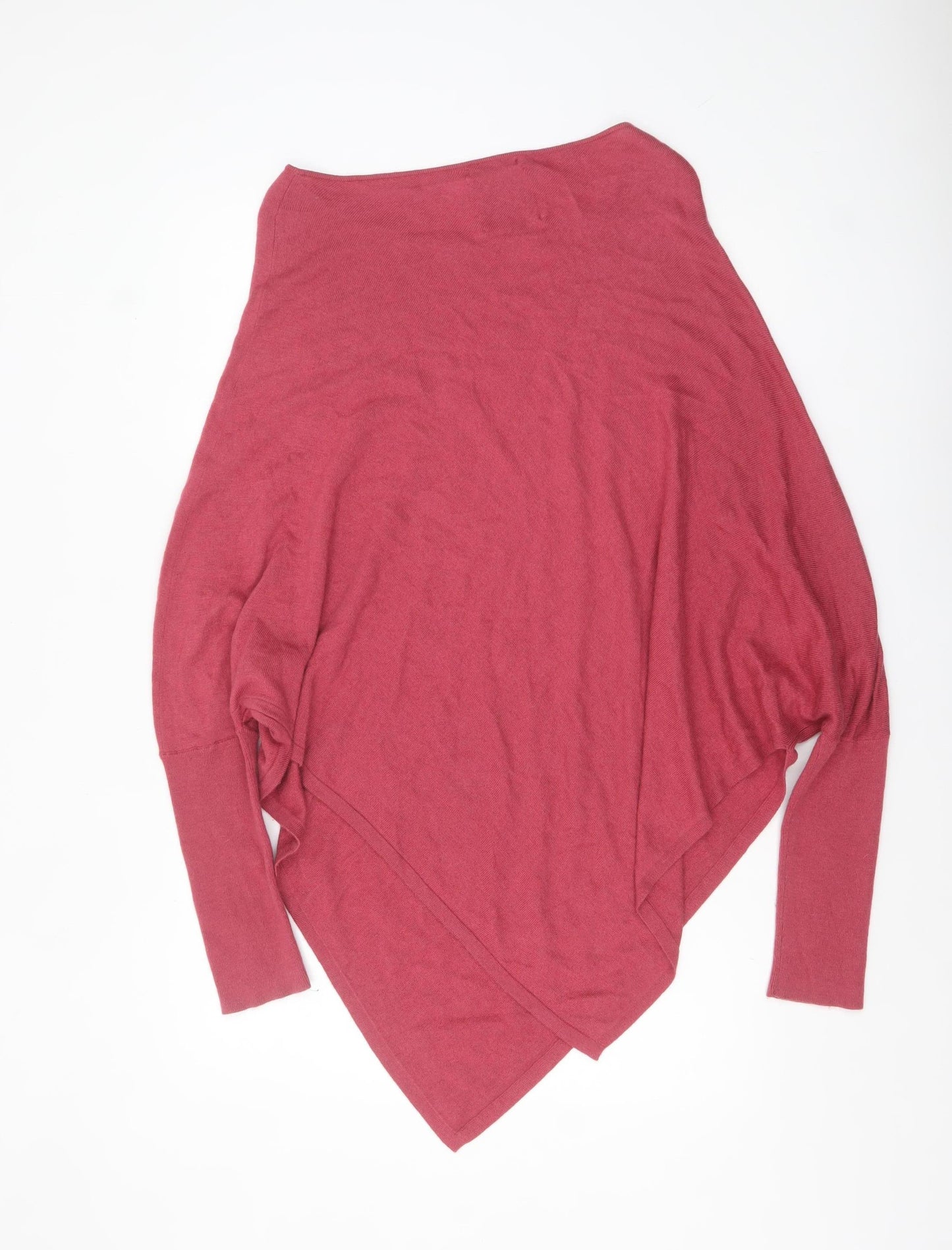 Part Two Women Pink Cashmere Blend Cape Jumper L Boat Neck Knit