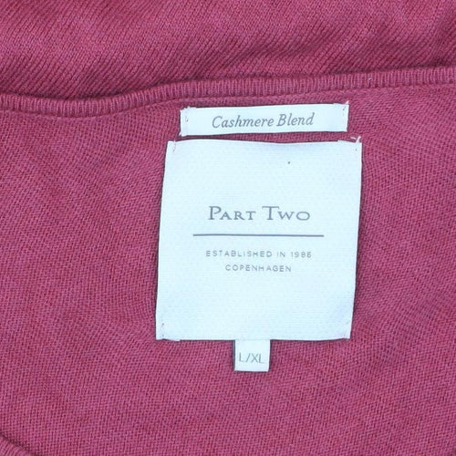 Part Two Women Pink Cashmere Blend Cape Jumper L Boat Neck Knit