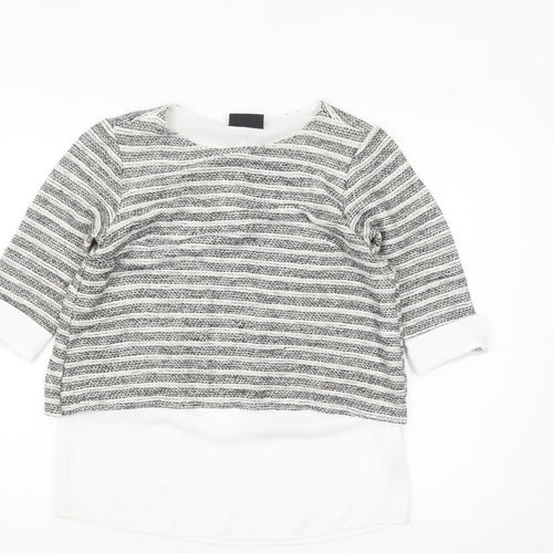 Wallis Women’s Grey Striped Knit Tunic Blouse UK 10