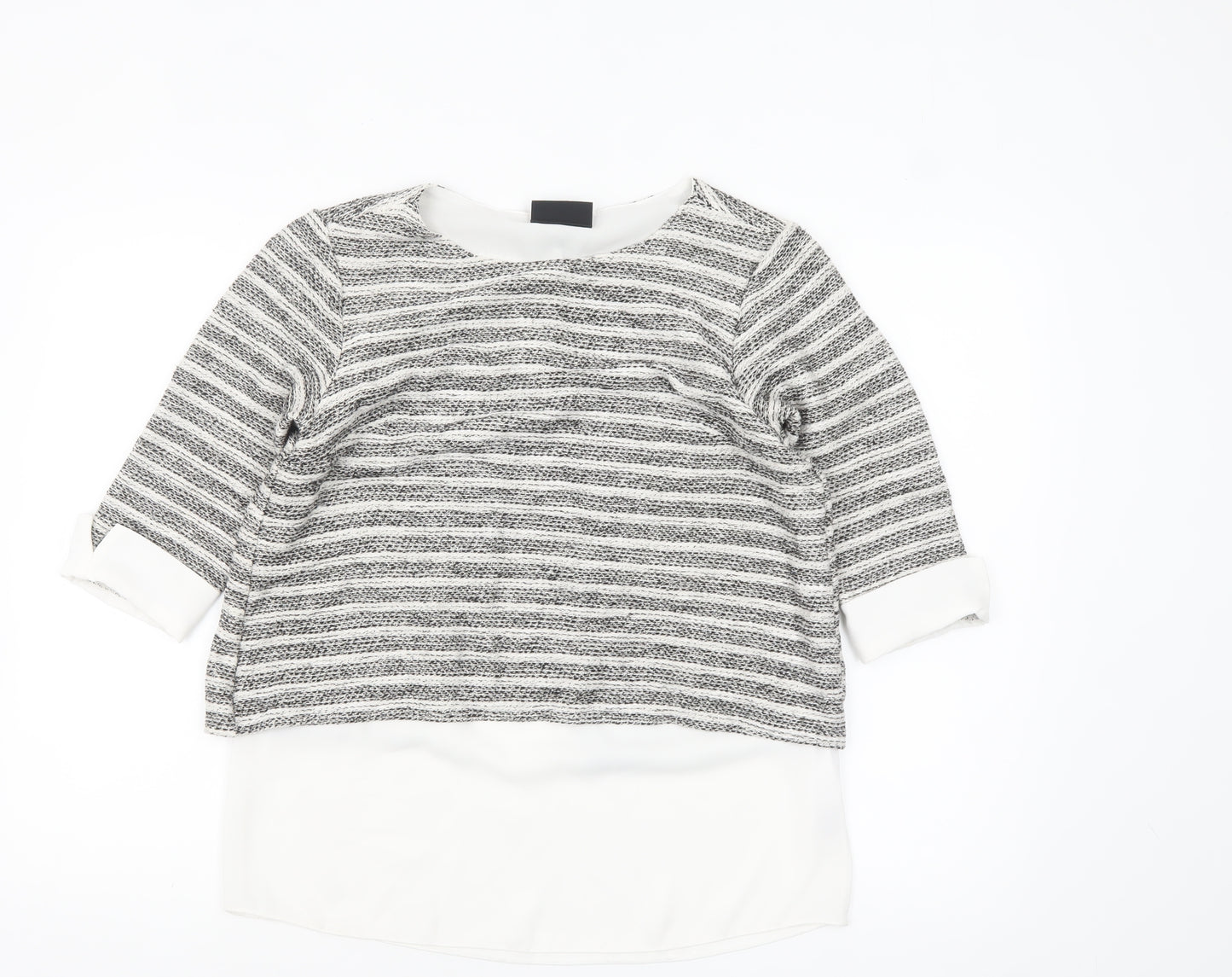 Wallis Women’s Grey Striped Knit Tunic Blouse UK 10