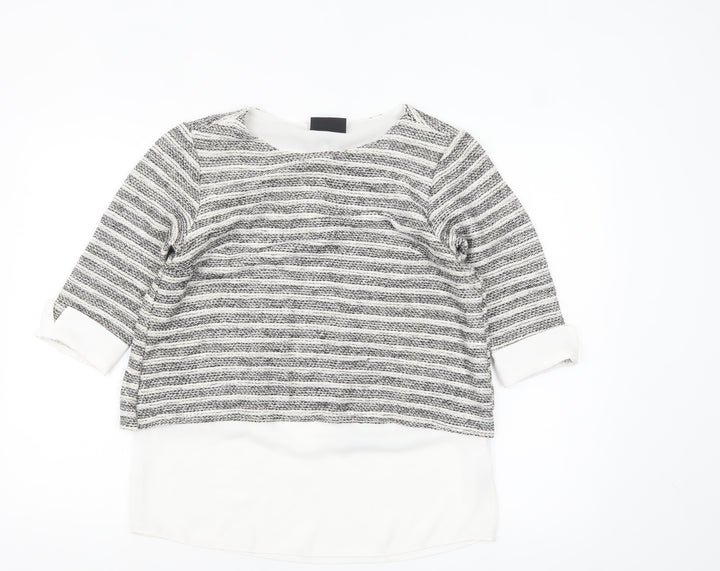Wallis Women’s Grey Striped Knit Tunic Blouse UK 10