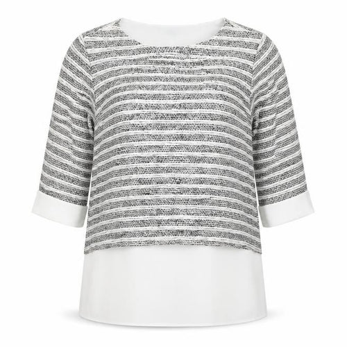 Wallis Women’s Grey Striped Knit Tunic Blouse UK 10