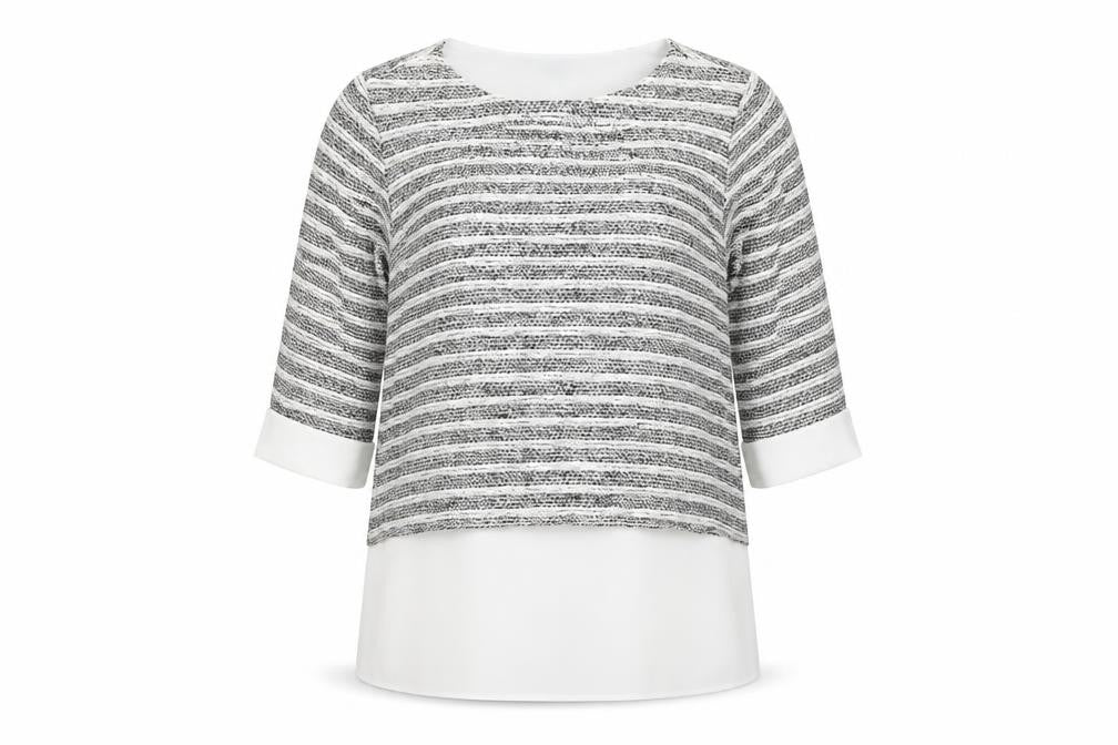 Wallis Women’s Grey Striped Knit Tunic Blouse UK 10