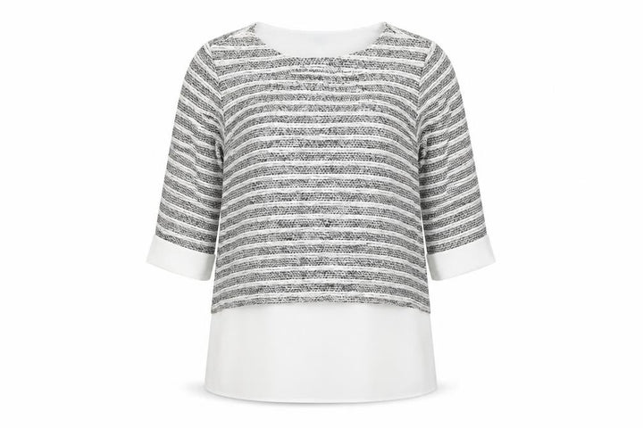 Wallis Women’s Grey Striped Knit Tunic Blouse UK 10
