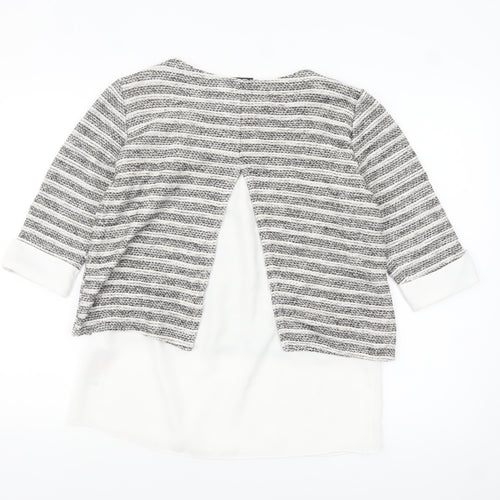 Wallis Women’s Grey Striped Knit Tunic Blouse UK 10