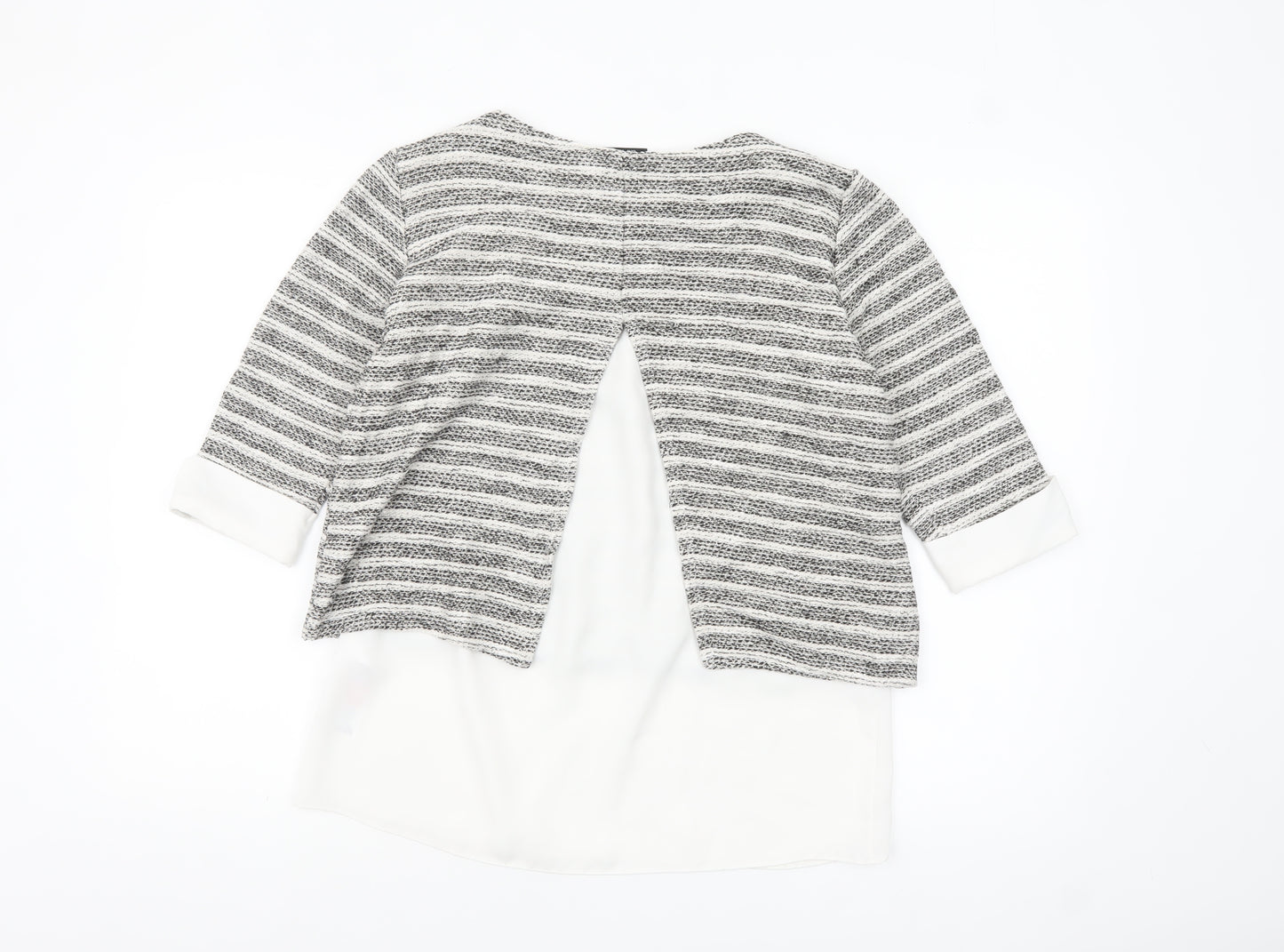 Wallis Women’s Grey Striped Knit Tunic Blouse UK 10