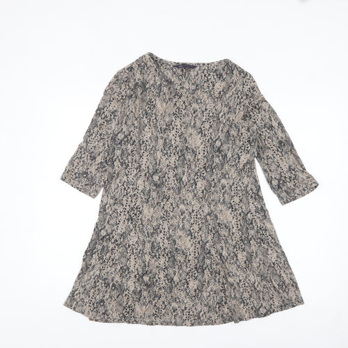 Marks and Spencer Womens Beige Animal Print Tunic Top UK 8