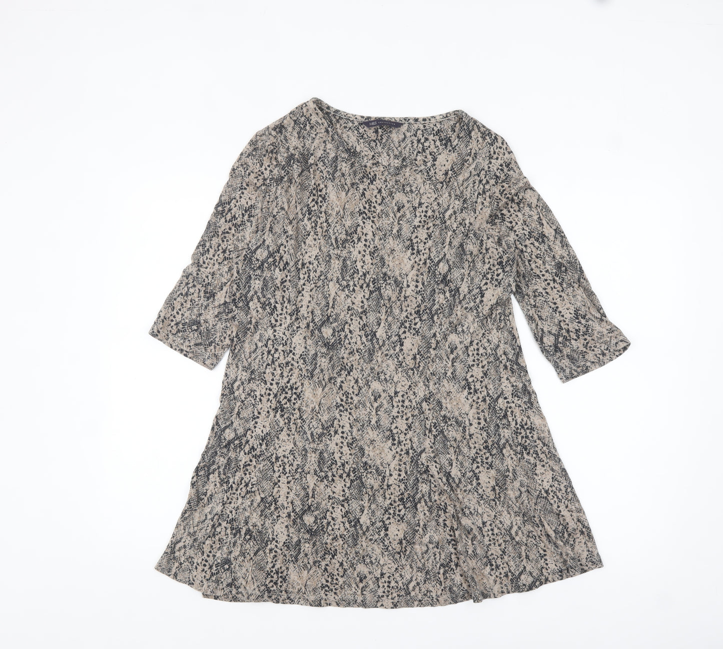 Marks and Spencer Womens Beige Animal Print Tunic Top UK 8