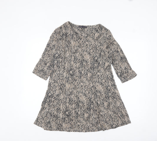 Marks and Spencer Womens Beige Animal Print Tunic Top UK 8