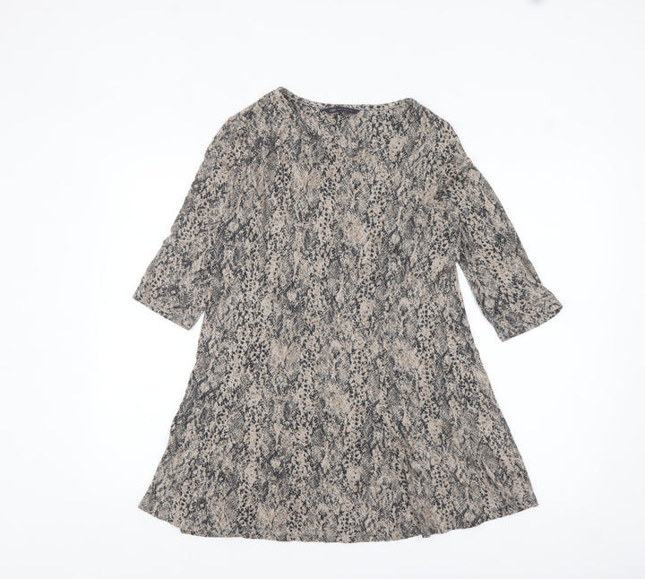 Marks and Spencer Womens Beige Animal Print Tunic Top UK 8