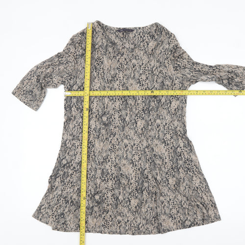 Marks and Spencer Womens Beige Animal Print Tunic Top UK 8