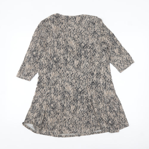 Marks and Spencer Womens Beige Animal Print Tunic Top UK 8