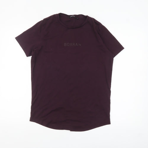 BOXRAW Womens Purple Short Sleeve Crew Neck Pima Cotton T-Shirt M