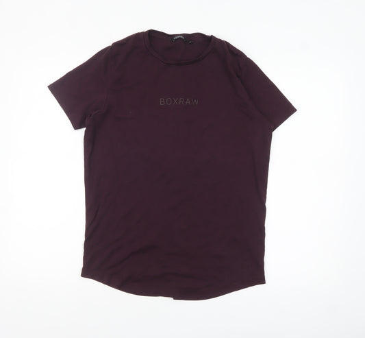 BOXRAW Womens Purple Short Sleeve Crew Neck Pima Cotton T-Shirt M