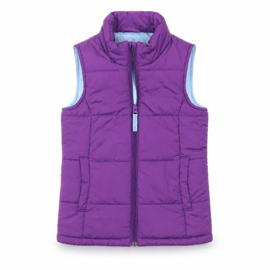 Lands' End Girls Purple Puffer Waistcoat Gilet Size 10 Padded Zip Vest