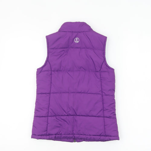 Lands' End Girls Purple Puffer Waistcoat Gilet Size 10 Padded Zip Vest