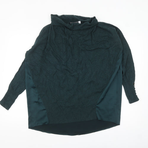 Mint Velvet Women Green Wool Blend Cowl Neck Relaxed Fit Jumper S