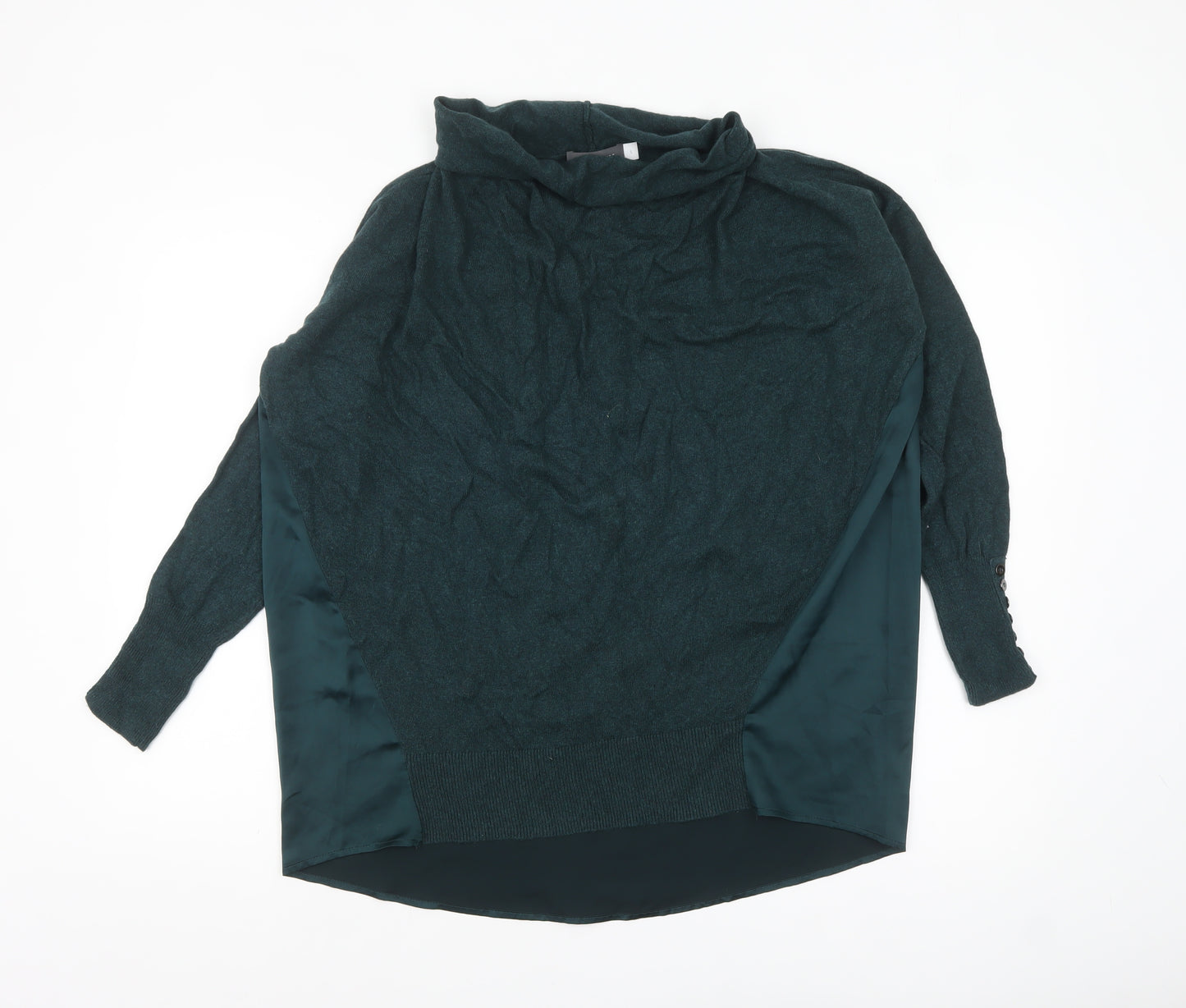 Mint Velvet Women Green Wool Blend Cowl Neck Relaxed Fit Jumper S