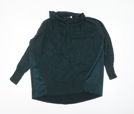 Mint Velvet Women Green Wool Blend Cowl Neck Relaxed Fit Jumper S