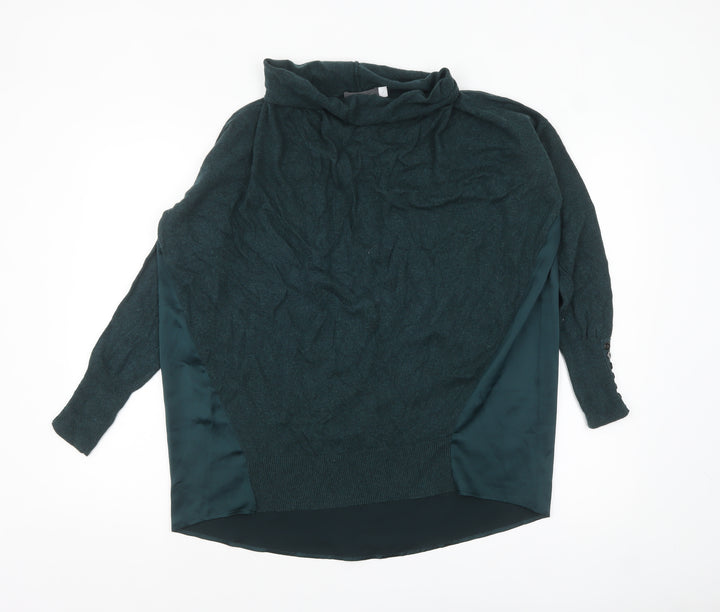 Mint Velvet Women Green Wool Blend Cowl Neck Relaxed Fit Jumper S