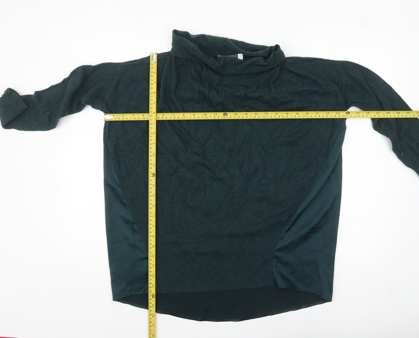 Mint Velvet Women Green Wool Blend Cowl Neck Relaxed Fit Jumper S