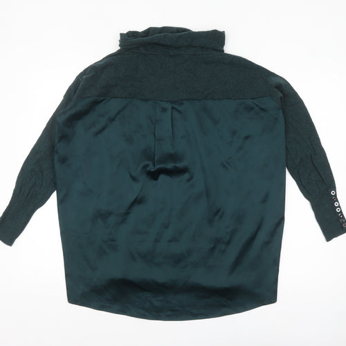 Mint Velvet Women Green Wool Blend Cowl Neck Relaxed Fit Jumper S