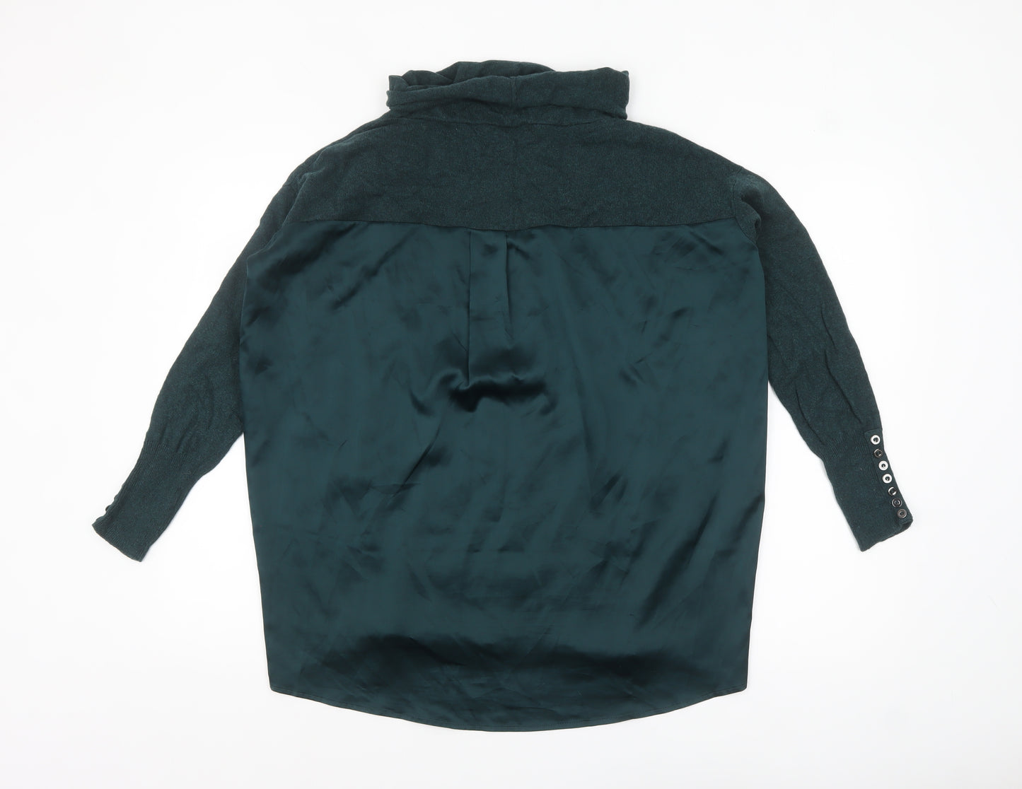 Mint Velvet Women Green Wool Blend Cowl Neck Relaxed Fit Jumper S