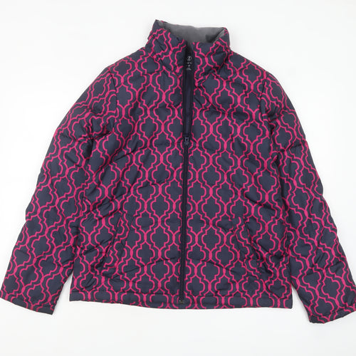 Lands' End Women's Blue Pink Geometric Puffer Jacket Size S