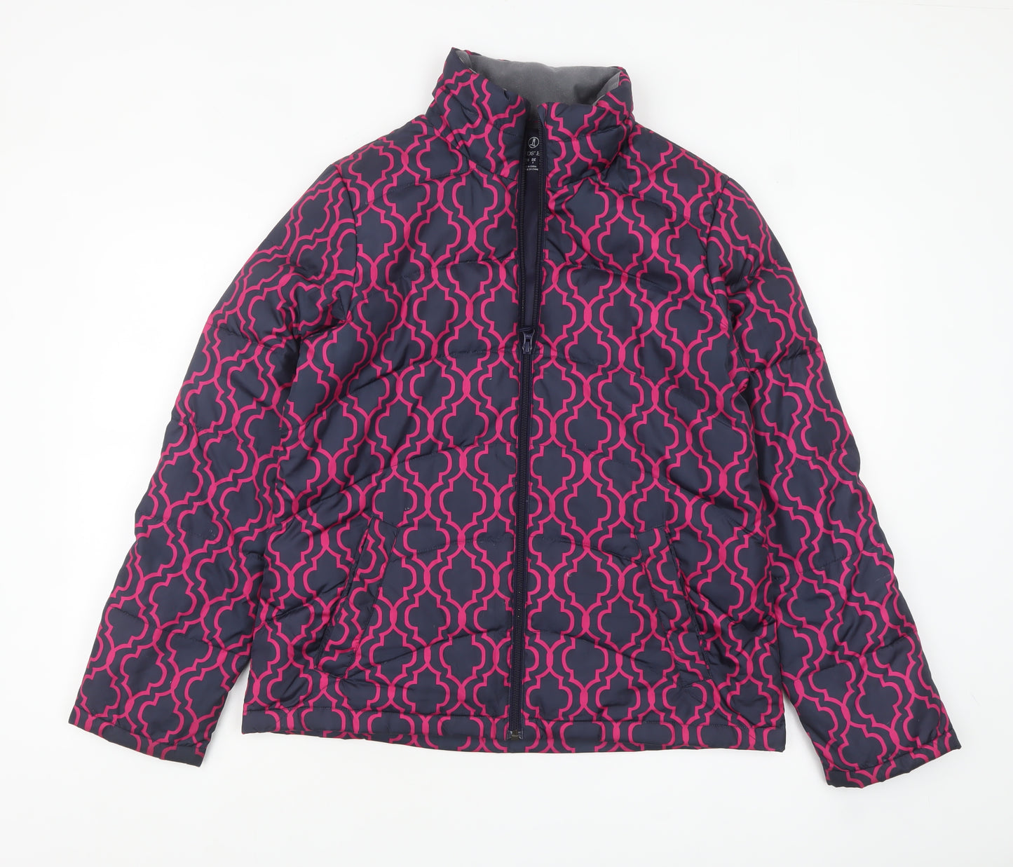 Lands' End Women's Blue Pink Geometric Puffer Jacket Size S