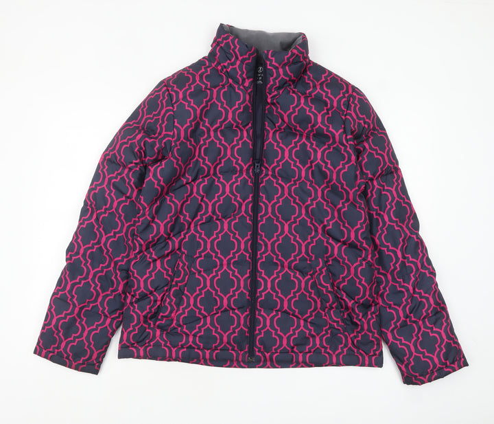 Lands' End Women's Blue Pink Geometric Puffer Jacket Size S