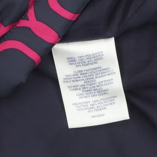 Lands' End Women's Blue Pink Geometric Puffer Jacket Size S