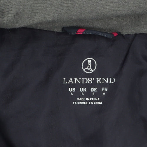 Lands' End Women's Blue Pink Geometric Puffer Jacket Size S