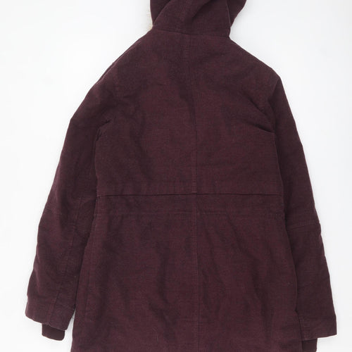Dorothy Perkins Women’s Purple Faux Fur Hooded Parka Coat Size 14