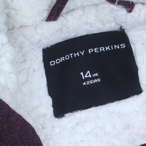 Dorothy Perkins Women’s Purple Faux Fur Hooded Parka Coat Size 14