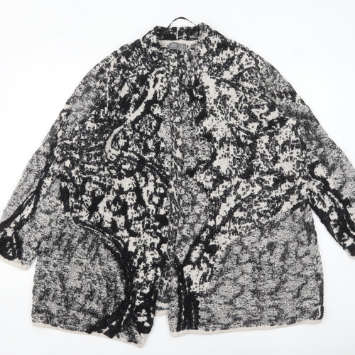 Ulla Popken Women’s Black & White Geometric Knit Cardigan Size 24