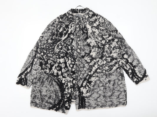 Ulla Popken Women’s Black & White Geometric Knit Cardigan Size 24