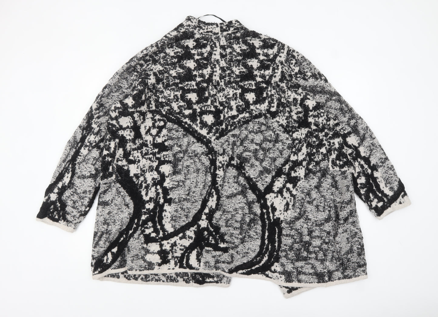 Ulla Popken Women’s Black & White Geometric Knit Cardigan Size 24