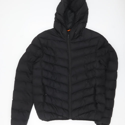 boohooMAN Men's Black Hooded Puffer Jacket Size M Winter Wear