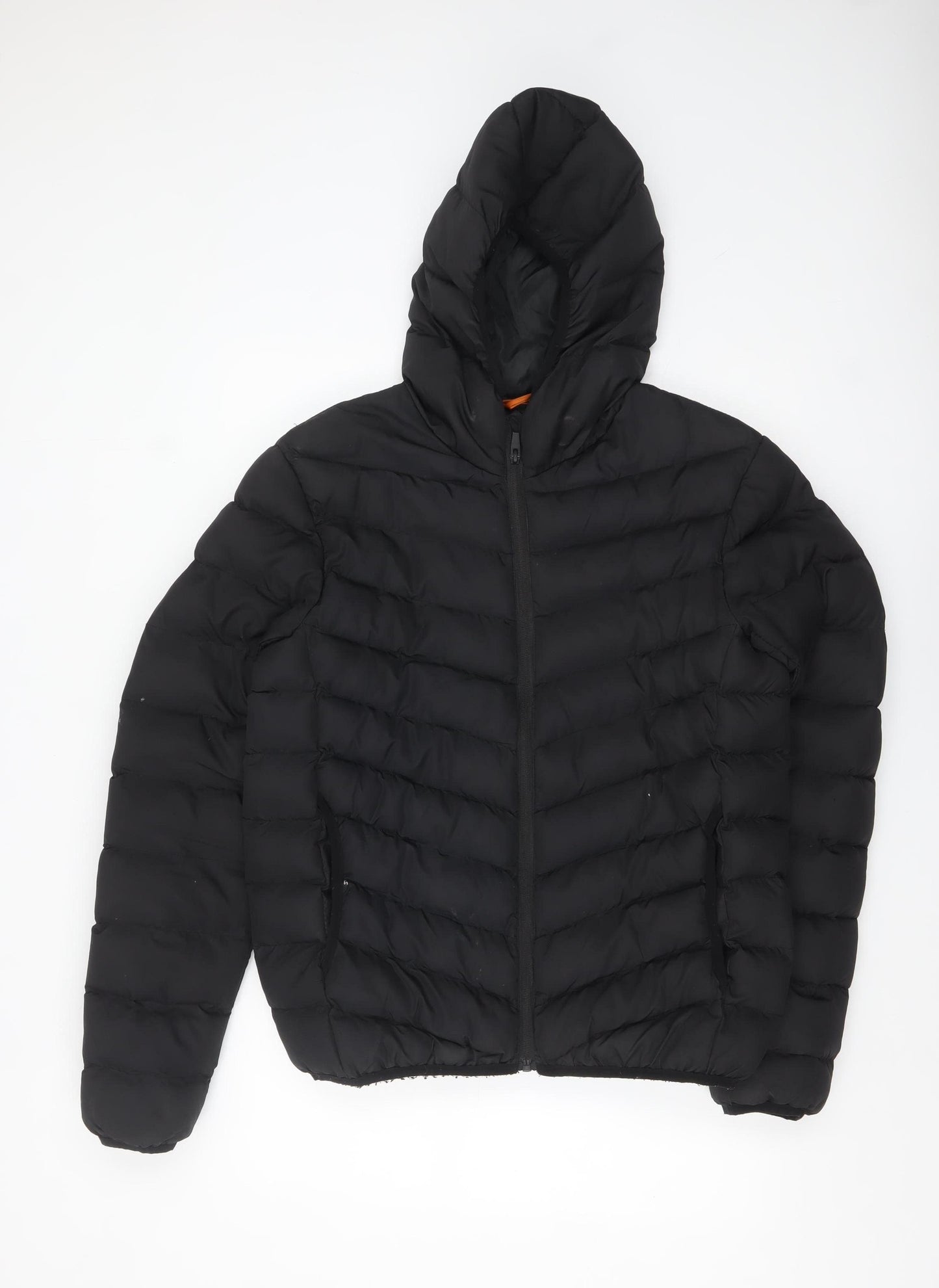 boohooMAN Men's Black Hooded Puffer Jacket Size M Winter Wear