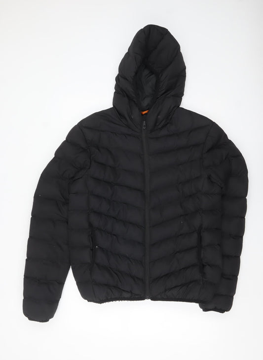 boohooMAN Men's Black Hooded Puffer Jacket Size M Winter Wear