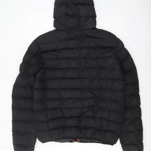 boohooMAN Men's Black Hooded Puffer Jacket Size M Winter Wear