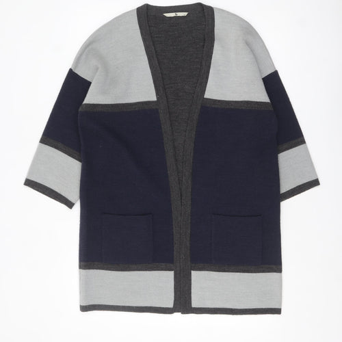 Tu Women’s Grey & Navy Relaxed Fit Open Knit Cardigan Size 14
