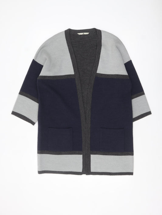 Tu Women’s Grey & Navy Relaxed Fit Open Knit Cardigan Size 14