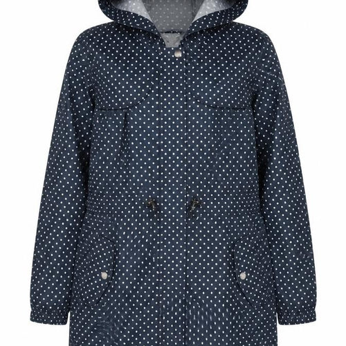 Marks and Spencer Women Blue Polka Dot Waterproof Hooded Rain Coat S