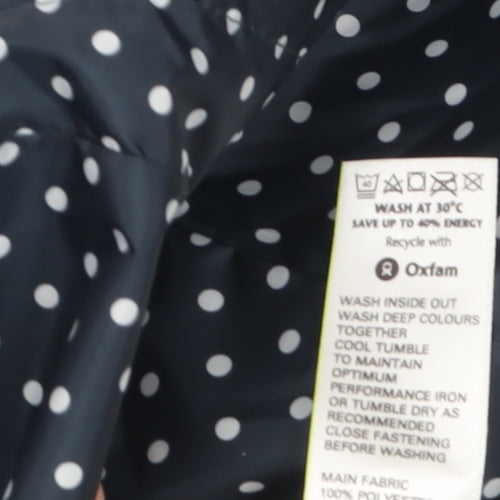 Marks and Spencer Women Blue Polka Dot Waterproof Hooded Rain Coat S